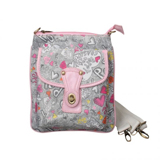 Coach Fashion Turnlock Signature Small Grey Pink Crossbody Bags EOQ | Coach Outlet Canada - Click Image to Close